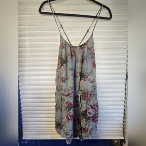 Floral Jumpsuit in Olive Green and Pink